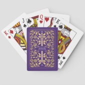 Jeu De Cartes Monogramme d'épée d'or violet Royal Medieval (dos)