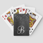 Jeu De Cartes Monogramme d'étincelle à Parties scintillant noire (dos)