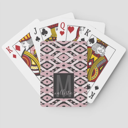 Jeu De Cartes Monogramme d'ikat noir rose vierge de Bohême moder (dos)