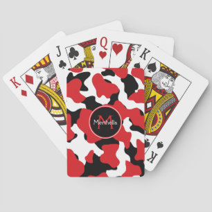 Jeu De Cartes Monogramme d'impression de vache noire rouge tenda