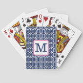 Jeu De Cartes Monogramme d'octogone blanc de Preppy Navy (dos)