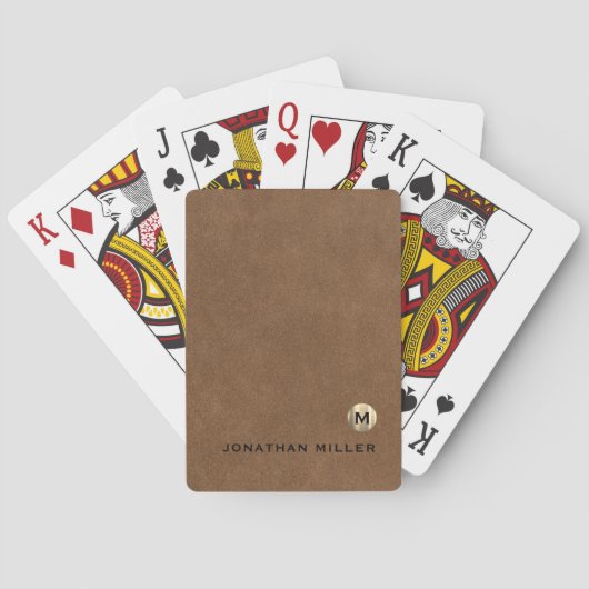 Jeu De Cartes Monogramme d'or brossé Brown moderne (dos)
