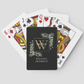 Jeu De Cartes Monogramme d'or noir personnalisé Vert (dos)