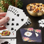 Jeu De Cartes Monogramme doré et fleurs sur texture violette vin (In Situ)