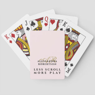 Jeu De Cartes Monogramme drôle Pastel Rose Or Chic Motivationne