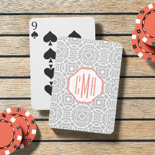 Jeu De Cartes Monogramme du quadrilatère corallien et gris