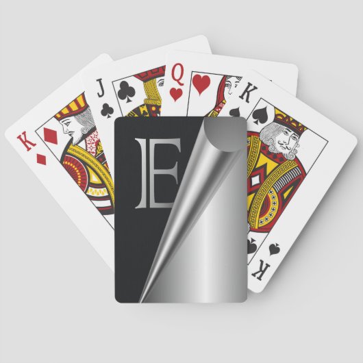 Jeu De Cartes Monogramme "E" en acier (dos)