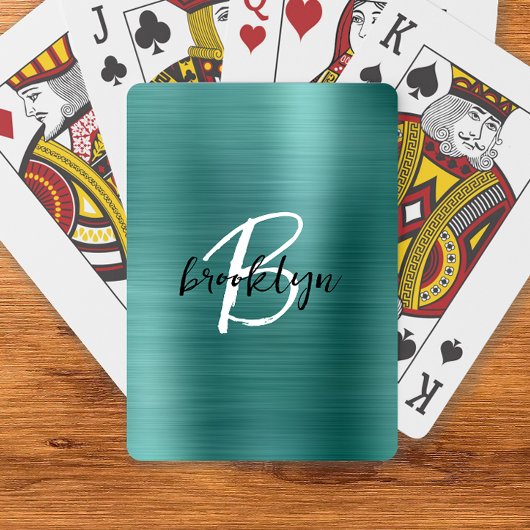 Jeu De Cartes Monogramme écriture noir blanc Métal brossé sarcel