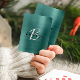 Jeu De Cartes Monogramme écriture noir blanc Métal brossé sarcel
