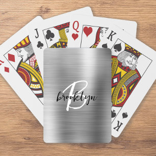 Jeu De Cartes Monogramme écriture noir et blanc Métal brossé arg