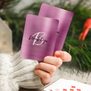 Jeu De Cartes Monogramme écriture noire et blanche sur métal bro