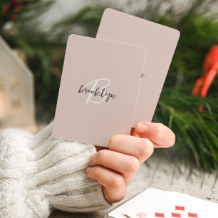 Jeu De Cartes Monogramme écriture rose poudré gris tendance