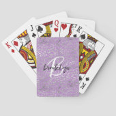 Jeu De Cartes Monogramme écriture Taches de Léopard Argent Viole (dos)