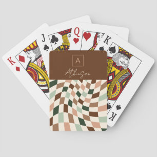 Jeu De Cartes Monogramme élégant en damier déformé