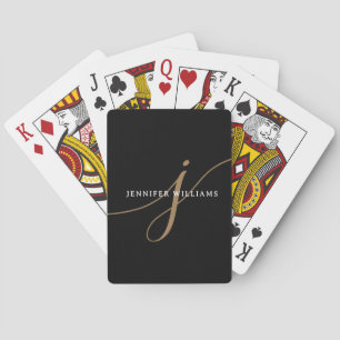 Jeu De Cartes Monogramme élégant en écriture noire et or