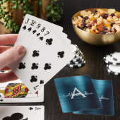 Jeu De Cartes Monogramme en acier inoxydable bleu moderne (In Situ)