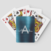 Jeu De Cartes Monogramme en acier inoxydable bleu moderne (dos)