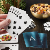 Jeu De Cartes Monogramme en acier inoxydable bleu moderne (In Situ)