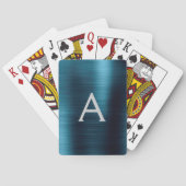 Jeu De Cartes Monogramme en acier inoxydable bleu moderne (dos)