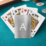 Jeu De Cartes Monogramme en acier inoxydable de luxe<br><div class="desc">Cartes De Jouage Élégantes Monogrammes De Luxe Silver Faux Metallic Foil En Acier Inoxydable. Ces cartes à jouer peuvent être customisées pour inclure votre nom initial et prénom et faire une grande fête pour une fête d'anniversaire,  une douche nuptiale ou une fête de bachelorette.</div>