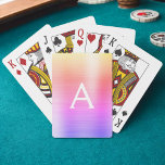 Jeu De Cartes Monogramme en acier inoxydable rose et violet<br><div class="desc">Pastel rose,  violet orange et jaune Ombre aux Faux métallisé Foil Acier Inoxydable Élégant Monogramme Jouer Cartes. Ces cartes à jouer peuvent être customisées pour inclure votre nom initial et prénom et faire une grande fête pour une fête d'anniversaire,  une douche nuptiale ou une fête de bachelorette.</div>