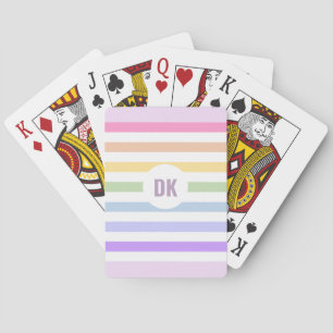 Jeu De Cartes Monogramme en Blanc Cirque Pastel Arc-en-ciel rayu