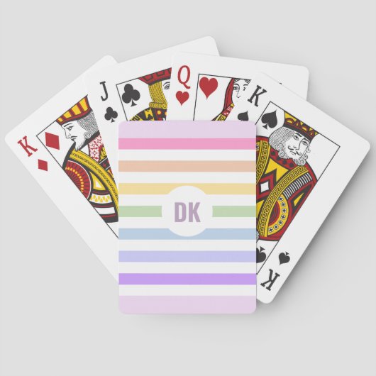 Jeu De Cartes Monogramme en Blanc Cirque Pastel Arc-en-ciel rayu (dos)