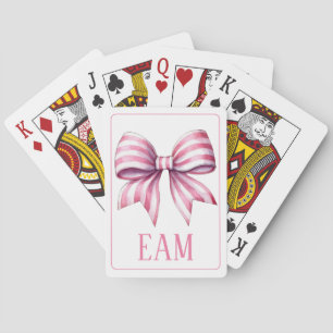 Jeu De Cartes Monogramme en forme d'arc en aquarelle rose et bla