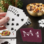 Jeu De Cartes Monogramme et nom Elegant Bourgogne Personnalisé (In Situ)