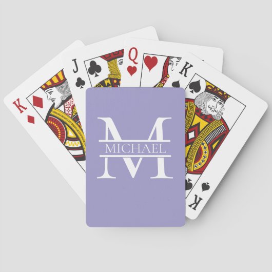 Jeu De Cartes Monogramme et nom Elegant Purple Personnalisé (dos)