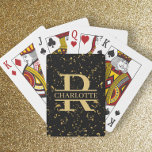 Jeu De Cartes Monogramme et nom personnalisé<br><div class="desc">do-it-yourself confectionnez vos propres cartes personnalisées de Ricaso - changez le texte - ajoutez votre propre détail monogrammé et votre nom à ces cartes conçues avec un arrière - plan de détail de speck or imprimé (la couleur est imprimée à plat,  pas de vrais specks or)</div>