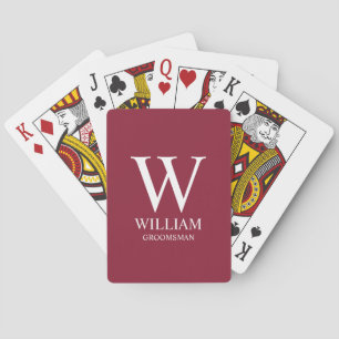 Jeu De Cartes Monogramme et nom personnalisés des garçons d'honn