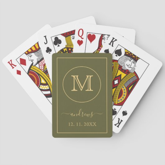 Jeu De Cartes Monogramme et nom personnalisés Gold Playi (dos)