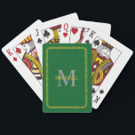 Jeu De Cartes Monogramme et nom personnalisés vert et or<br><div class="desc">Monogramme et nom personnalisés Vert et Or Bicyclettes de jeu</div>