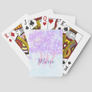 Jeu De Cartes Monogramme étoile pailleté rose violet ajouter let