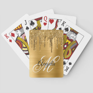 Jeu De Cartes Monogramme Fantaisie Pailleté Dégoulinant Feuille