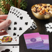 Jeu De Cartes Monogramme fille moderne abstrait rose violet gris (In Situ)