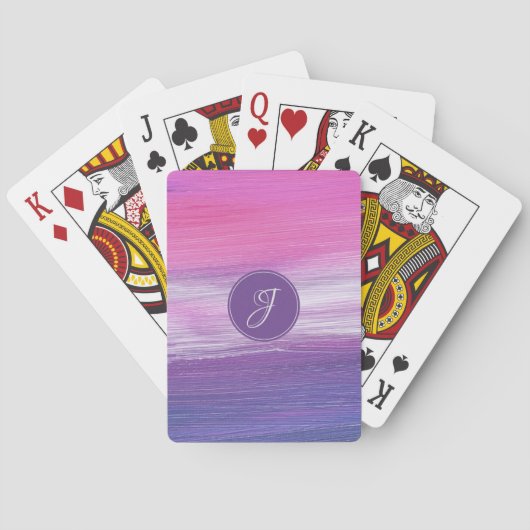 Jeu De Cartes Monogramme fille moderne abstrait rose violet gris (dos)