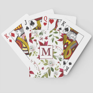 Jeu De Cartes Monogramme floral Chic de Poinsettia