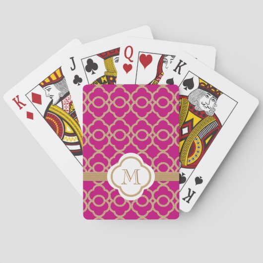 Jeu De Cartes Monogramme Fuchsia Gold Marocain (dos)