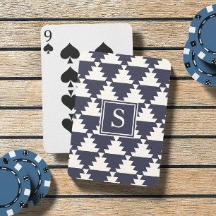 Jeu De Cartes Monogramme géométrique Aztèque moderne bleu nuit