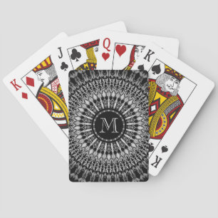 Jeu De Cartes Monogramme géométrique Mandala noir argenté