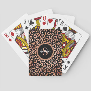 Jeu De Cartes Monogramme Girly Black Leopard Poster de animal