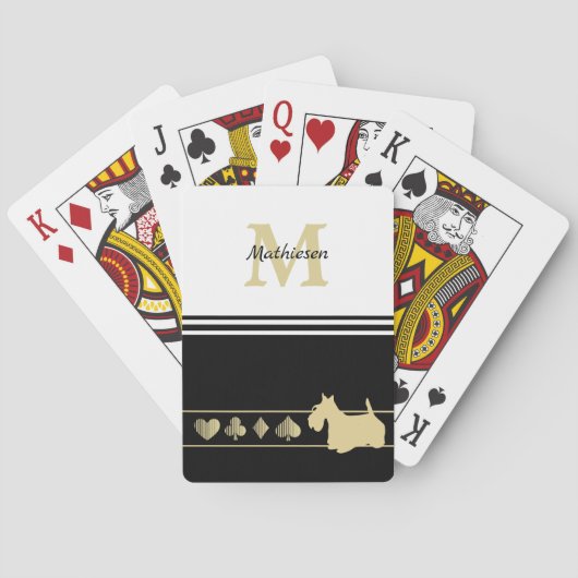 Jeu De Cartes Monogramme Gold Silhouette Scottish Terrier (dos)