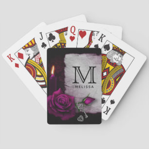 Jeu De Cartes Monogramme gothique Rose, bougie, parchemin et emp