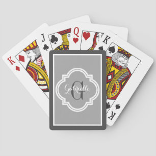 Jeu De Cartes Monogramme gris élégant chic de charbon de bois