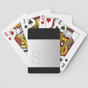 Jeu De Cartes Monogramme gris sur Gradation argentée, noir