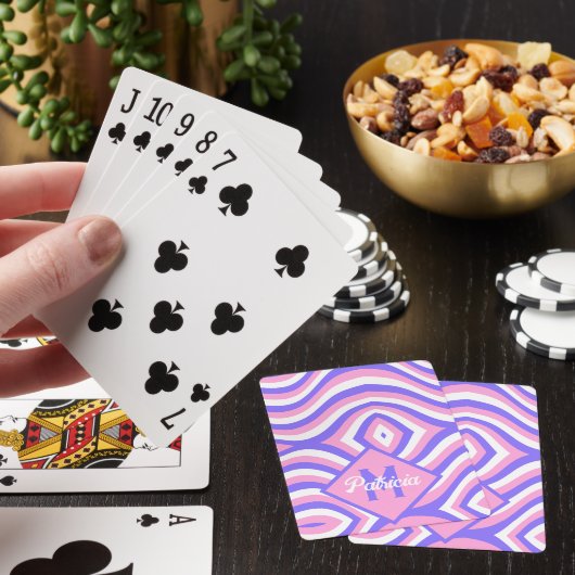 Jeu De Cartes Monogrammé groovy rose et violet psychédélique des (In Situ)