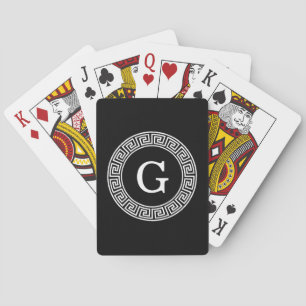 Jeu De Cartes Monogramme initial du cadre de ligne de clé grecqu