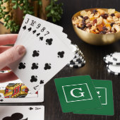 Jeu De Cartes Monogramme initial encadré blanc vert de forêt (In Situ)